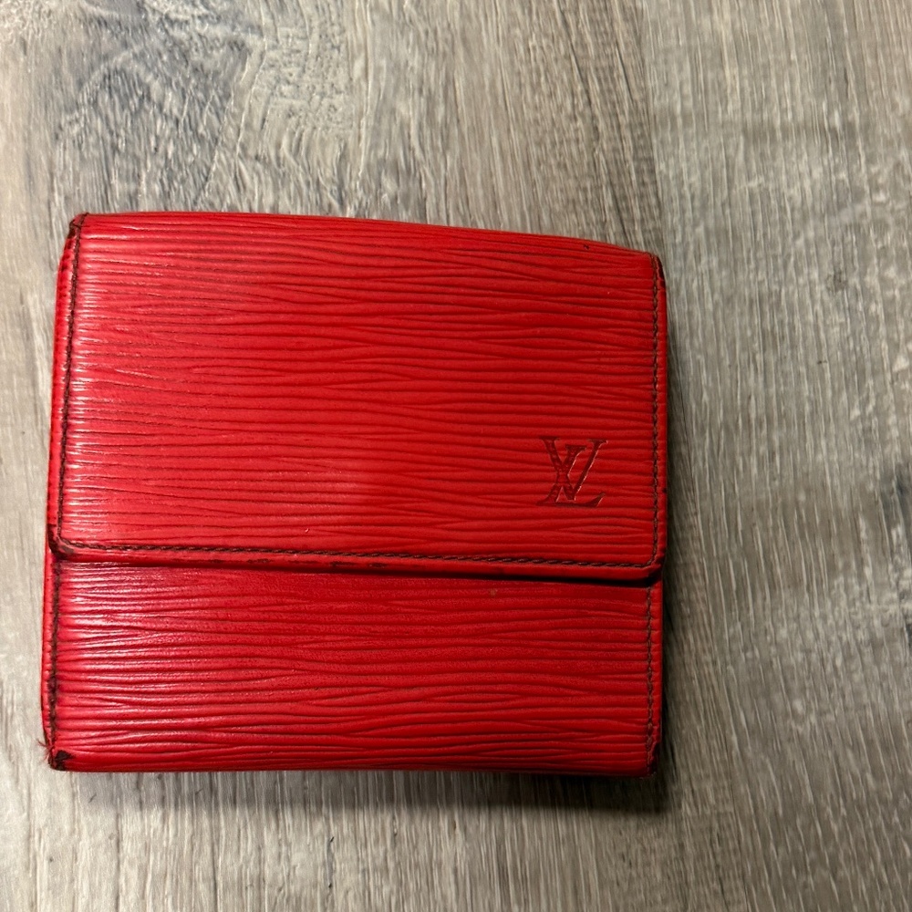 Unisex Louis Vuitton Red Epi Leather Compact Wallet